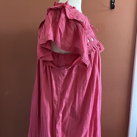 Dear John Pink Osiris Dress Small Ruffle Sleeve Concert Relaxed Fit pleats - Picture 4 of 8